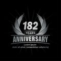 182 years anniversary. Elegant anniversary design. 182nd years logo. Royalty Free Stock Photo