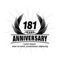181 years anniversary. Elegant anniversary design. 181st years logo. Royalty Free Stock Photo