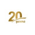 20 Years Anniversary elegant Gold Line Celebration Vector Template Design Illustration