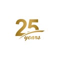 25 Years Anniversary elegant Gold Line Celebration Vector Template Design Illustration