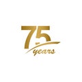 75 Years Anniversary elegant Gold Line Celebration Vector Template Design Illustration Royalty Free Stock Photo
