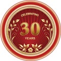 30 years anniversary, festive background, template for the design of festive event, wedding, greeting card and invitation