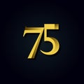 75 Years Anniversary Gold Number Vector Template Design Illustration Royalty Free Stock Photo