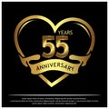 55 years anniversary golden. anniversary template design for web, game ,Creative poster, booklet, leaflet, flyer, magazine, invita