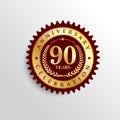 90 Years anniversary Golden badge logo.