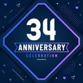 34 years anniversary greetings card, 34 anniversary celebration background free vector