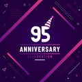 95 years anniversary greetings card, 95 anniversary celebration background free colorful vector