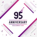 95 years anniversary greetings card, 95 anniversary celebration background free colorful vector