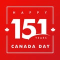 151 years anniversary, Happy Canada Day red banner