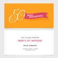 50 years anniversary invitation card vector illustration. Design template element Royalty Free Stock Photo