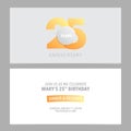 25 years anniversary invitation card vector illustration. Design template element Royalty Free Stock Photo