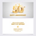 50 years anniversary invitation card vector illustration. Design template element Royalty Free Stock Photo