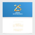 25 years anniversary invitation vector illustration. Design element with number Royalty Free Stock Photo