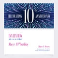 10 years anniversary invitation vector illustration, design element Royalty Free Stock Photo