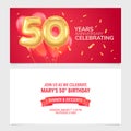 50 years anniversary invitation vector illustration. Design template card Royalty Free Stock Photo