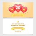 20 years anniversary invitation vector illustration. Design template element with elegant background