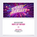 20 years anniversary invitation vector illustration. Graphic design element Royalty Free Stock Photo