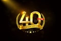 40 Years Anniversary with laurel wreath Golden Ribbon