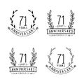 71 years anniversary logo collection. 71st years anniversary celebration hand drawn logotype. Vector and illustration. Royalty Free Stock Photo