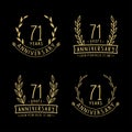 71 years anniversary logo collection. 71st years anniversary celebration hand drawn logotype. Vector and illustration. Royalty Free Stock Photo