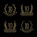 10 years anniversary logo collection. 10th years anniversary celebration hand drawn logotype. Vector and illustration. Royalty Free Stock Photo