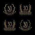 30 years anniversary logo collection. 30th years anniversary celebration hand drawn logotype. Vector and illustration. Royalty Free Stock Photo