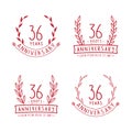 36 years anniversary logo collection. 36th years anniversary celebration hand drawn logotype. Vector and illustration. Royalty Free Stock Photo