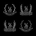 36 years anniversary logo collection. 36th years anniversary celebration hand drawn logotype. Vector and illustration. Royalty Free Stock Photo