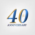 40 years anniversary logo design with blue and gold yellow color Royalty Free Stock Photo