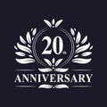 20 years Anniversary logo, luxurious 20th Anniversary design celebration.