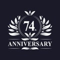 74 years Anniversary logo, luxurious 74th Anniversary design celebration