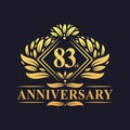 83 years Anniversary Logo, Luxury floral golden 83rd anniversary logo