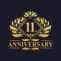 11 years Anniversary Logo, Luxury floral golden 11th anniversary logo