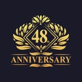 48 years Anniversary Logo, Luxury floral golden 48th anniversary logo