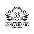 33 years Anniversary Logo, Luxury floral 33rd anniversary logo