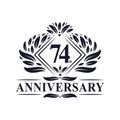 74 years Anniversary Logo, Luxury floral 74th anniversary logo