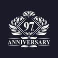 97 years Anniversary Logo, Luxury floral 97th anniversary logo