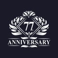 77 years Anniversary Logo, Luxury floral 77th anniversary logo