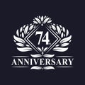 74 years Anniversary Logo, Luxury floral 74th anniversary logo