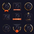 70 years anniversary logo set. Royalty Free Stock Photo
