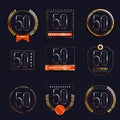 50 years anniversary logo set. Royalty Free Stock Photo