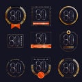 80 years anniversary logo set. Royalty Free Stock Photo