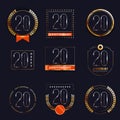 20 years anniversary logo set. Royalty Free Stock Photo