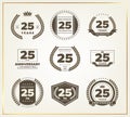 25 years anniversary logo set. Royalty Free Stock Photo