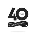 40 years anniversary logo template isolated, black and Royalty Free Stock Photo