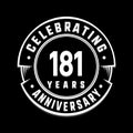 181years anniversary logo template. 181st vector and illustration. Royalty Free Stock Photo