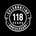 118years anniversary logo template. 118th vector and illustration. Royalty Free Stock Photo