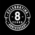 8 years anniversary logo template. 8th vector and illustration.