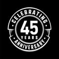 45 years anniversary logo template. 45th vector and illustration.