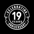 19 years anniversary logo template. 19th vector and illustration.